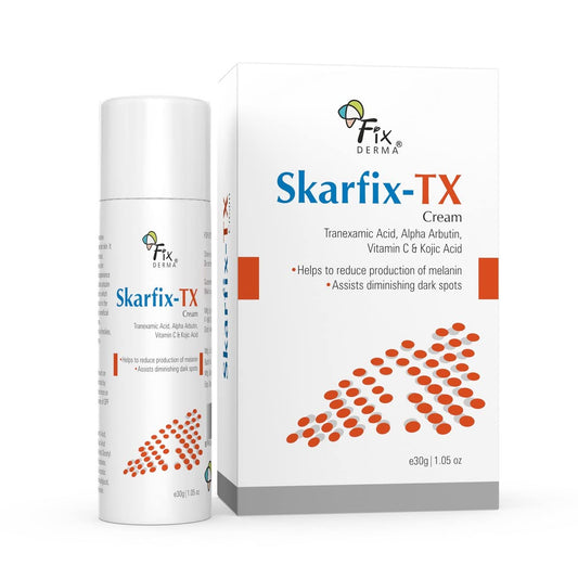 Fixderma 10% Tranexamic Acid + 2% Kojic Acid + 1% Arbutin SKARFIX -TX Face Cream | Pigmentation Removal Cream | Uneven Skin Tone, Help to Reduces Dark Spots and Blemishes - 30 gm