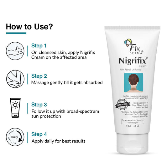 Fixderma Nigrifix Cream for Acanthosis Nigricans with Lactic Acid | Dermatologist Tested Retinol Cream | For Dark Body Parts like Neck, Ankles, Knuckles, Armpits, Thighs & Elbows | Exfoliant - 50g Visit the FIXDERMA Store
